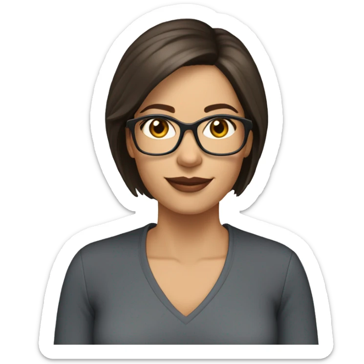 female teacher 43 years old latin brown eyes brunette hair no glasses sticker