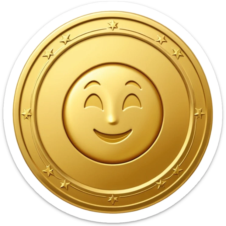 A shiny 3D coin in emoji style, with embossed details and realistic lighting.  place the "V" from the Visify logo in the center of the coin, keeping its original curved style.  sticker