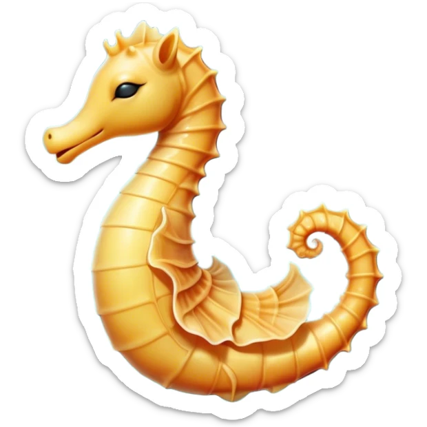 Meme-Worthy Cute Sleeping Sea Horse Portrait Emoji, Head resting peacefully with a contented smile, showcasing a slender, elegantly curved body with a softly coiled tail and eyes gently closed in serene slumber, Simplified yet adorably endearing features, highly detailed, glowing with a soft, drowsy aquatic light, high shine, relaxed and utterly lovable, stylized with an air of playful laziness, soft glowing outline, capturing the essence of a sleeping sea horse that feels destined to become the next viral icon of adorable rest! sticker