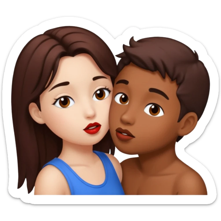 Kiss marron skin girl and White skin boy  sticker