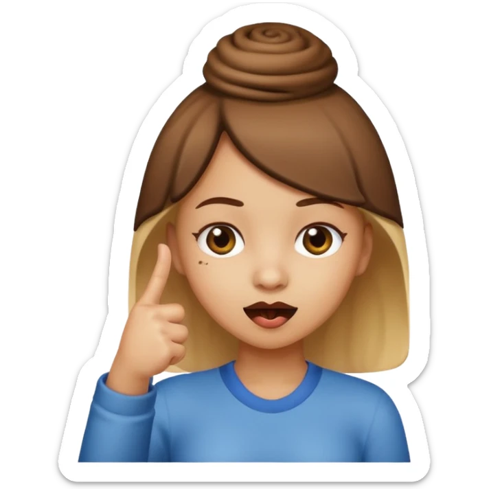 Un fille a la tête de caca et avec un doigt d'honneur  sticker
