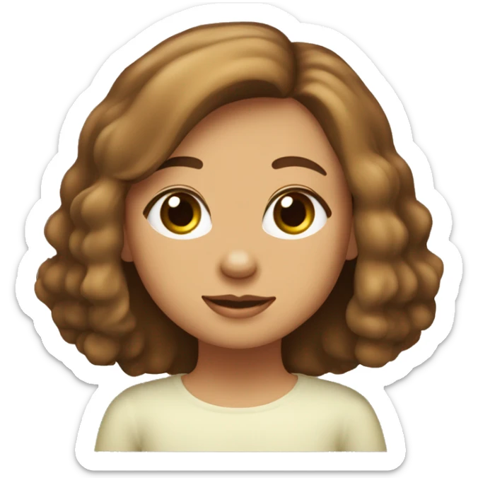 chica de pelo rizado marron i largo con ojos verdes con un perro labrador color crema sticker