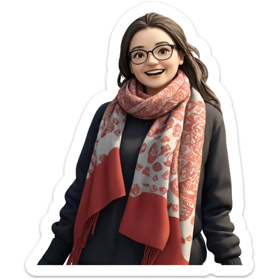 smiling girl outdoors in scarf sticker