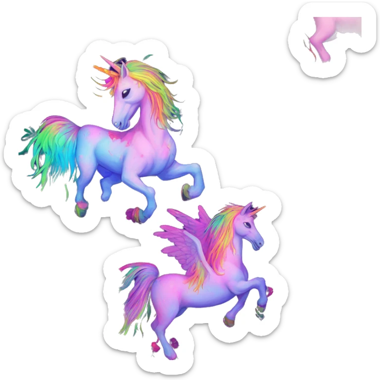 Zombie Pegasus unicorn psychedelic flowers floral groovy art neon rave raving sticker