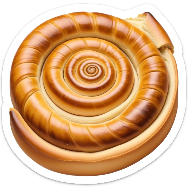 Cinematic delicate escargot pastry, spiral shape with layers of buttery dough, caramelized edges, rich golden-brown tones, elegant and inviting. sticker