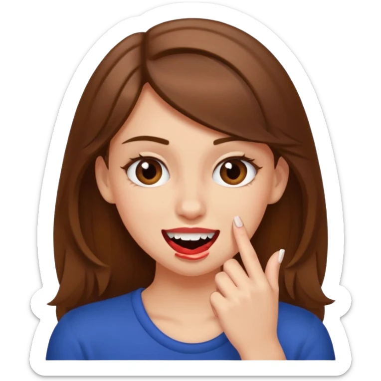 Une fille brune et blanche qui se mord l'ongle avec ses dents comme si elle draguait qqn sticker