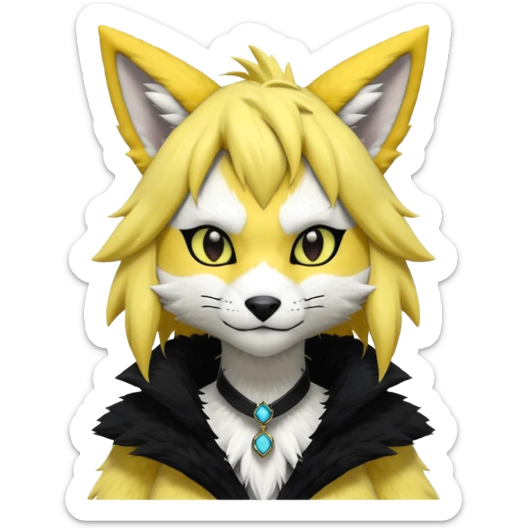 Cool gothic cute Kemonomimi Nekomimi Japanese Anime Kemono Furry Style Vernid-Renamon-Zeraora-Sergal-Fursuit-furry-fursona sticker