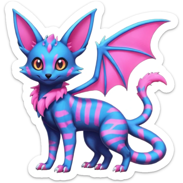 Neon pastel Salandit-Umbreon-Genet-Noivern-Noibat-Serval-Hybrid (Full body) sticker