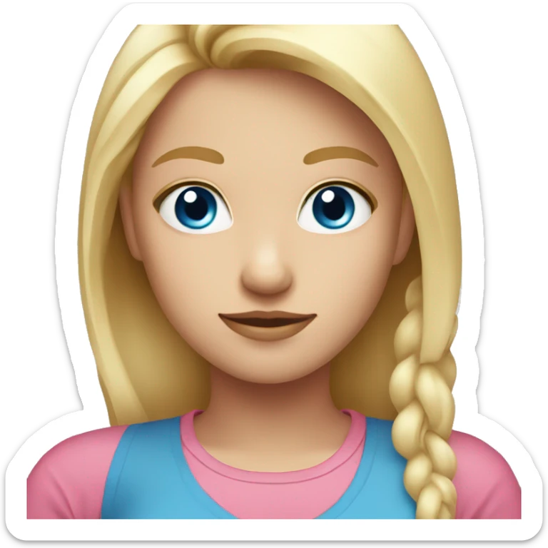 girl with blonde hair and blue eyes and pink shirt sticker