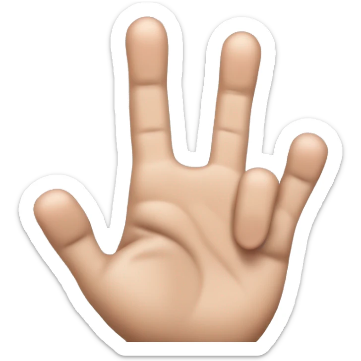 Hand sign with only the index, middle, and pinky raised. Add brown slime to the pinky and blue slime to the index and middle fingers. sticker