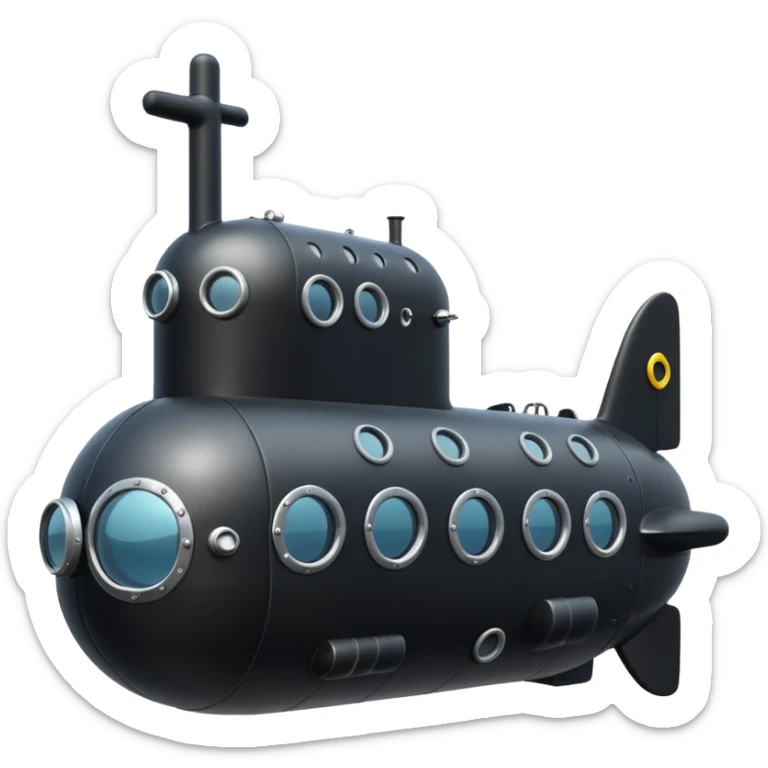 can you generate an emoji of a black submarine with two portholes? sticker