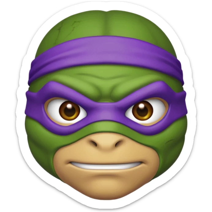Donatello from Teenage Mutant Ninja Turtles, emoji style, with a determined look sticker