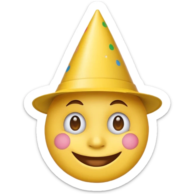 2026 happy new year yellow faced emoji with a 2026 party hat sticker