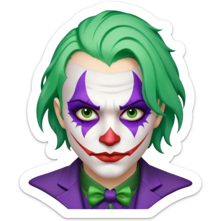 Glitter Purple and White Joker Gangster Green Hair sticker