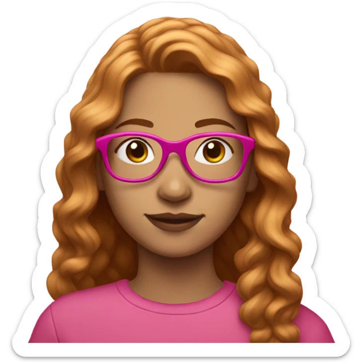 Have a teenage girl with ginger straight/wavy hair with pink glasses.  sticker