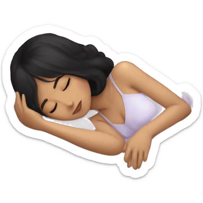 Coquette teenage asian black hair girl sleeping  sticker