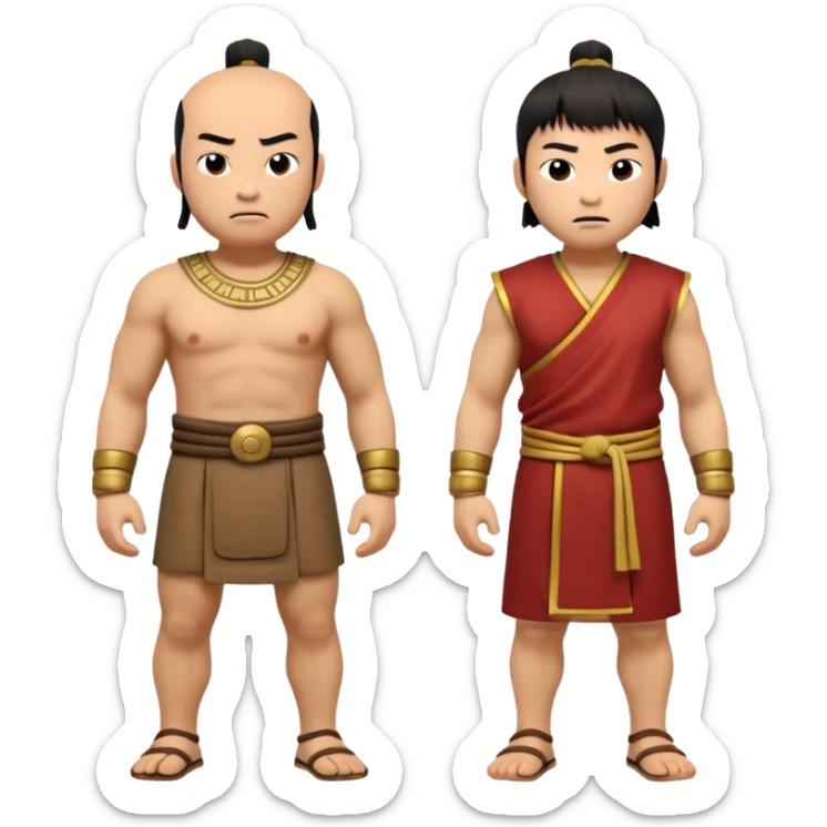 create an emoji set of a cartoonish full body chinese man from 2000 BC doing 16 verbs or emotions sticker