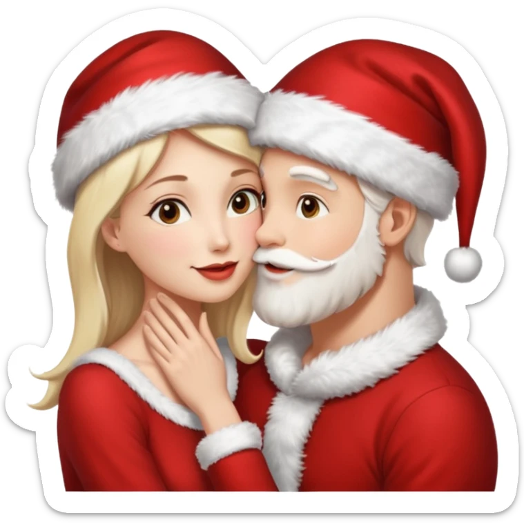 a handsome man and a pretty woman kiss each other Christmas vibe sticker