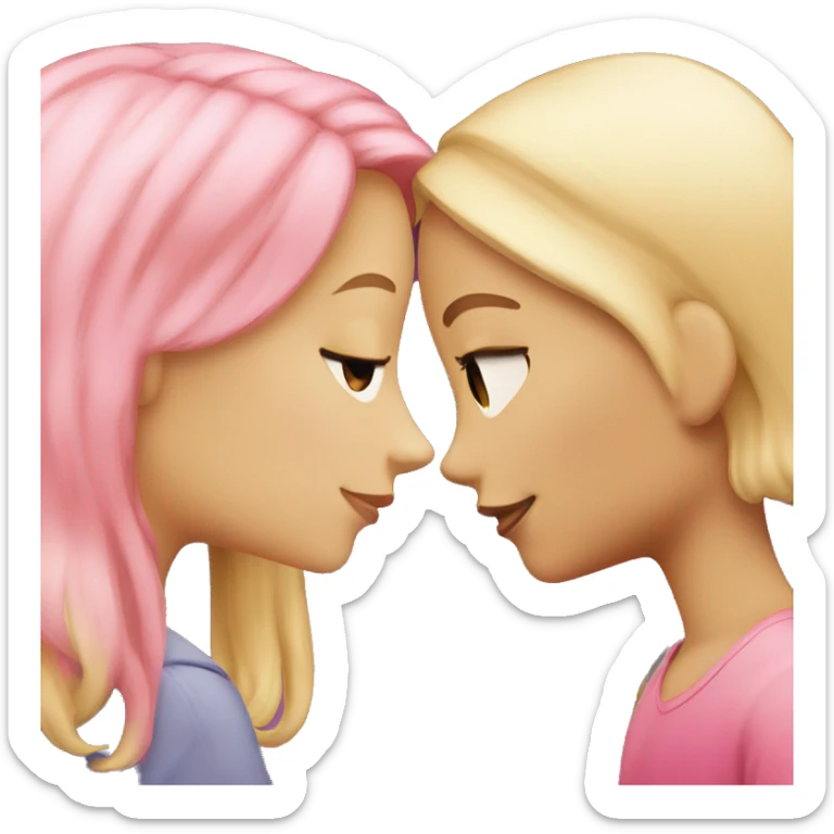 pink haired girl kissing a blonde girl sticker
