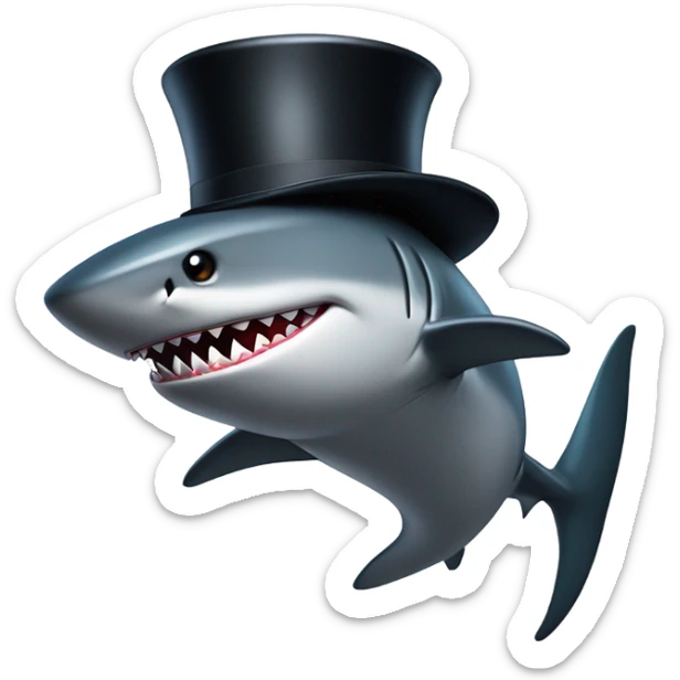 Shark with a top hat sticker