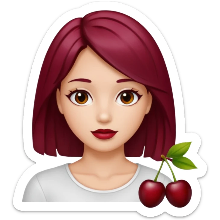 I take second photo but change the color of the hair for a red cherry or burgundy sticker