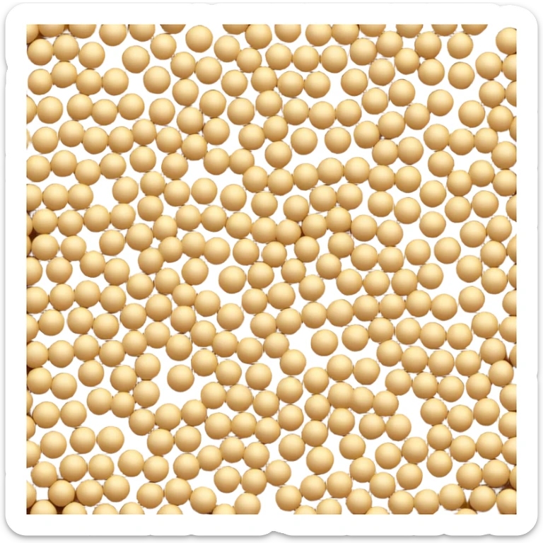 loose scatter of small round seeds in warm yellow to light brown tones, matte, slightly textured surface, grains in varied sizes, clustered or gently dispersed in a natural pile, no bowl or extras, soft lighting, subtle shadows, emoji scale sticker