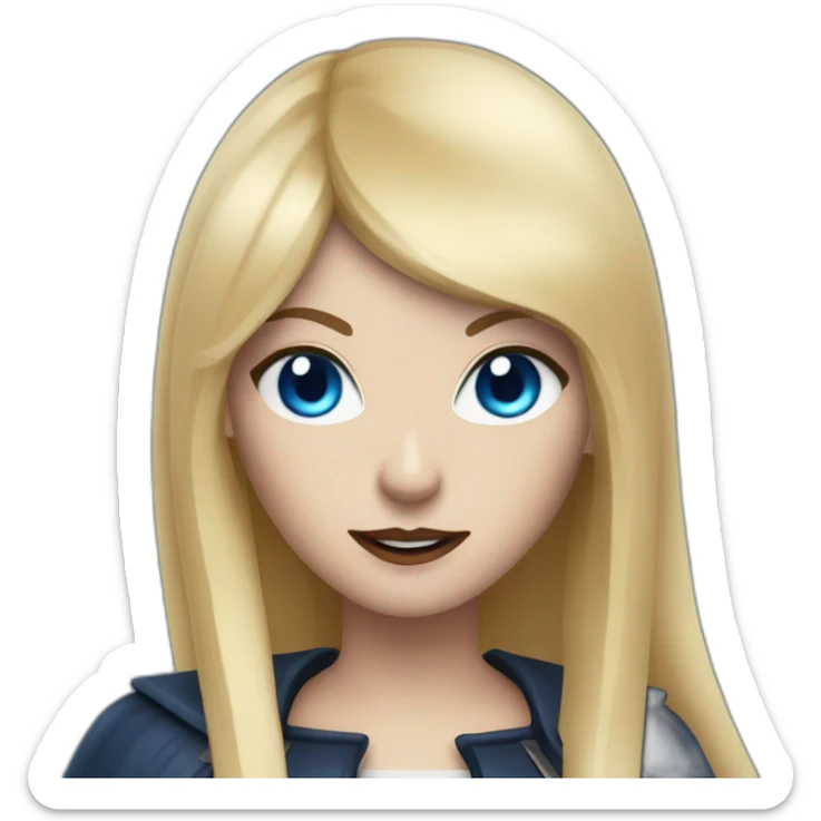 beautiful vampire woman with long blonde hair and blonde straight bangs and blue eyes and wielding knives sticker