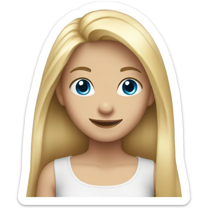 smiling girl with long blonde hair and blue eyes  sticker