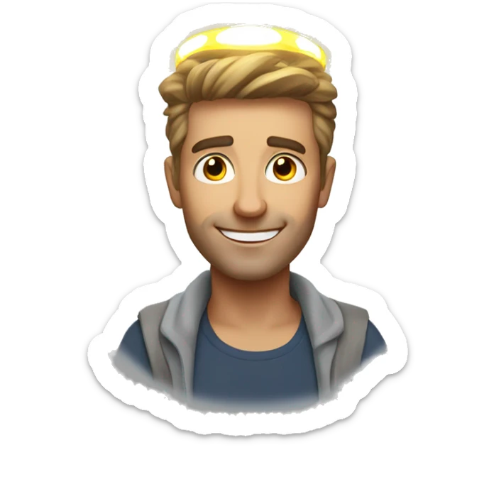 Australian dad with ring of light or halo on top of his head sticker