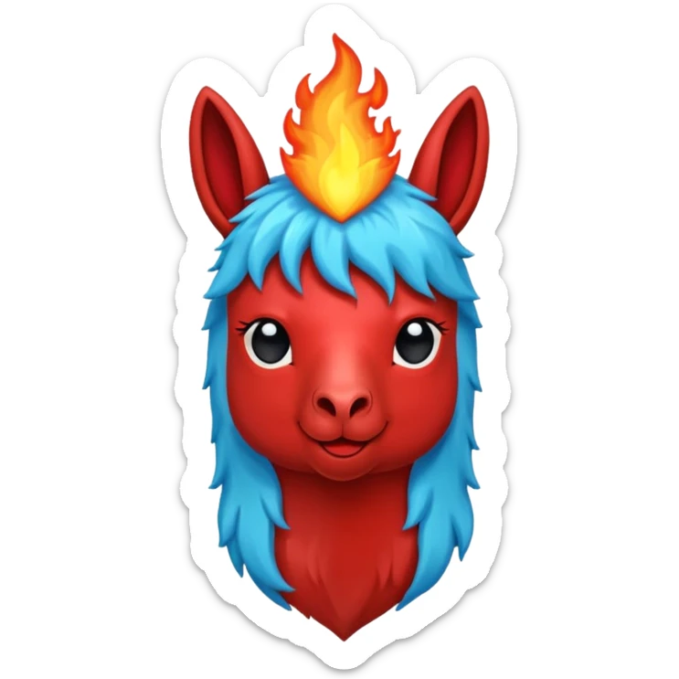 Hazme el corazón rojo y con fuego y que la llama sea azul verdoso sticker
