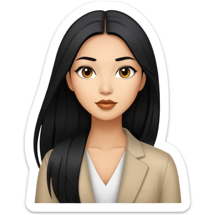 Stylish confident woman with Asian and Latina features, long straight black hair sticker