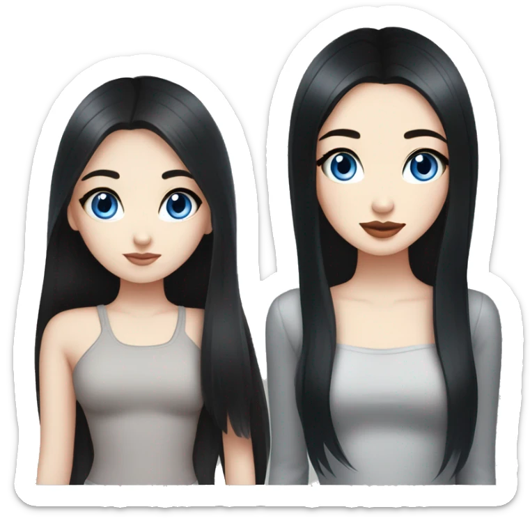 a girl with fair skin, straight long black hair, blue eyes, standing, very beautiful, very hot,Korean Russian,plump lips and eyelashes sticker