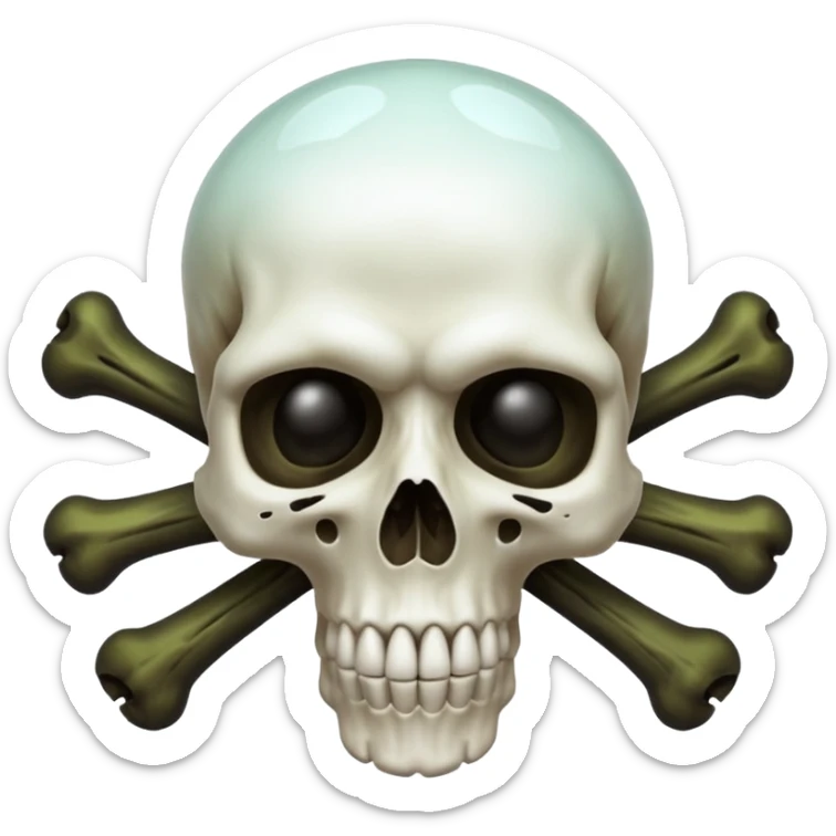 a poisonous cloud of gas, dark swamp color, with an image of a skull and two crossed bones behind the skull sticker