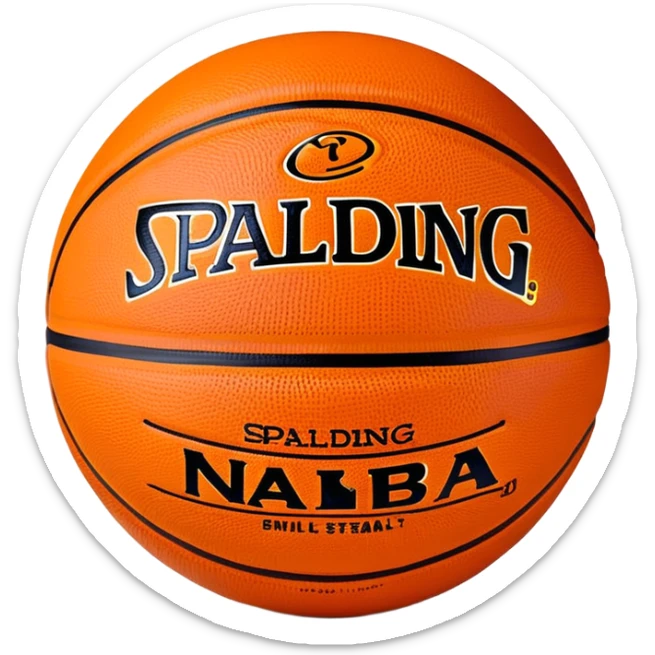 minimalist orange Spalding basketball with simple NBA logo, few colorful lines, clean design sticker