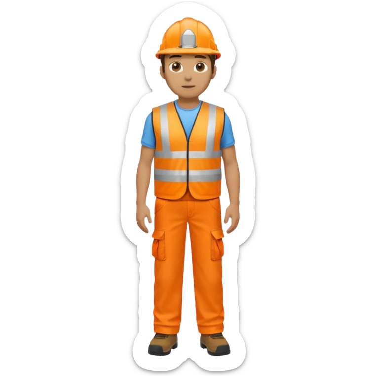 man  no helmet, in orange hi vis vest and chinos, standing full body sticker