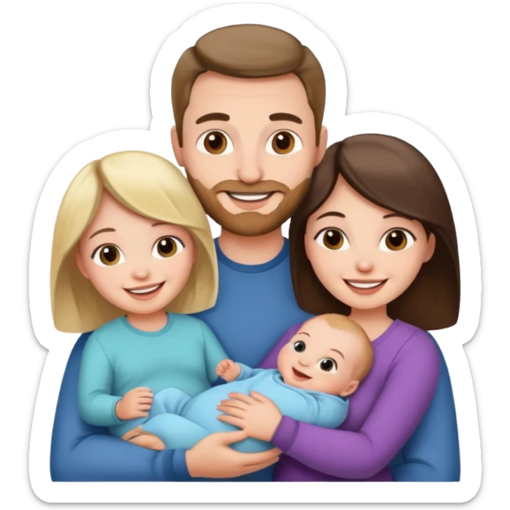 Mom and dad and baby girl young couple sticker