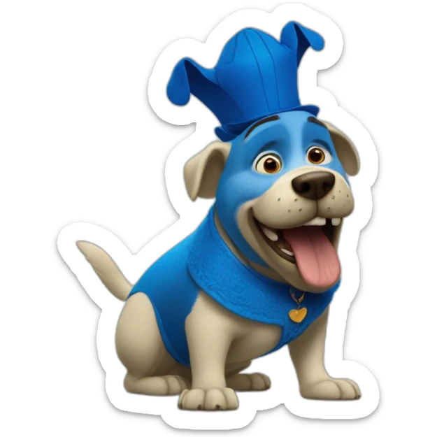 perro azul con payasos al lado bailando junto a shrek de la pelicula "shrek" sticker