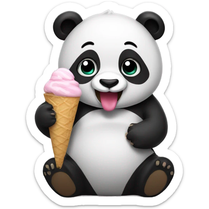 Panda eating ice cream sticker