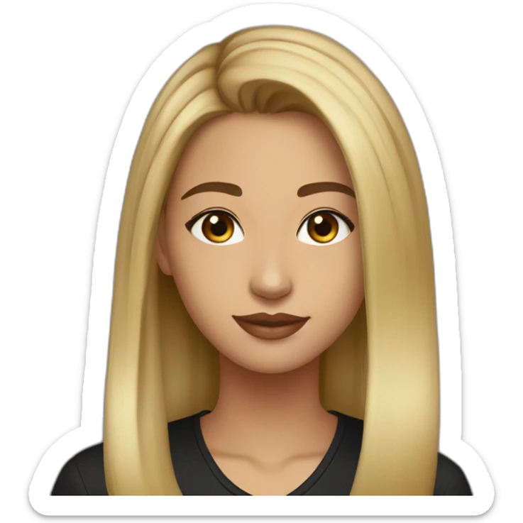 Brown eyes 20 year old less honey blonde highlights hair with black shirt and light skin to olive skin lo sticker