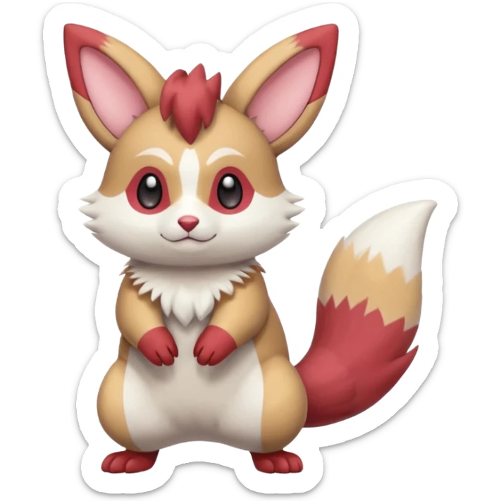 Cute adorable pastel Furret-Minccino-Zangoose-Buizel-hybrid-fusion, full body sticker
