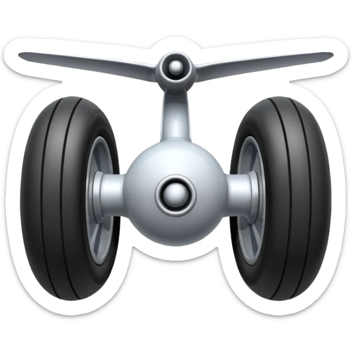 he aircraft's landing gear is one inflated, plump wheel with a strut, black in color, cartoon-style sticker