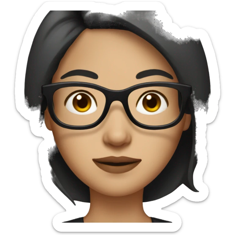 woman with dark short brown hair and black glasses sticker