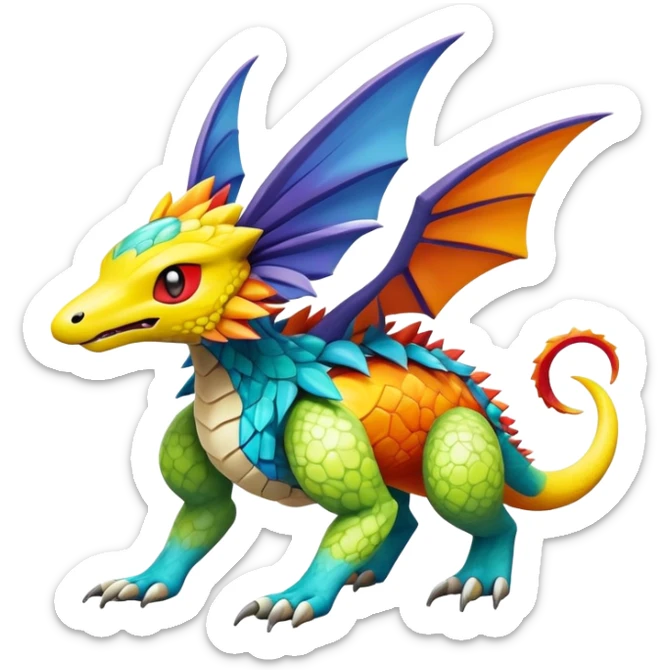 Colorful Exotic Pokémon-Fakémon-hybrid-creature (full body) sticker