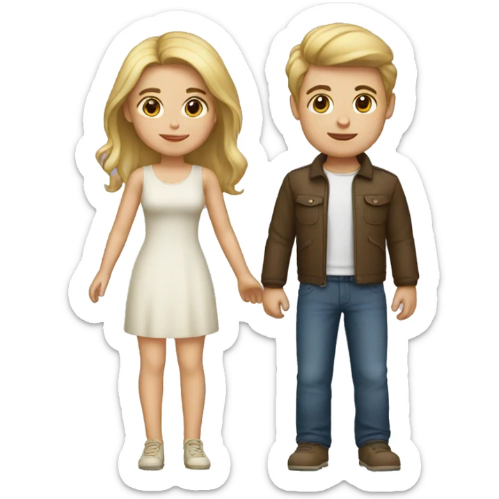 Brunette girl with blond boy sticker