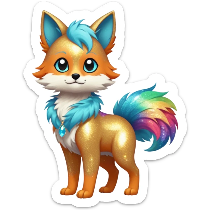 Cool cute Kawaii edgy fantasy animal sparkle fursona Fionbri by griffsnuff & LiLaiRa & Falvie full body sticker