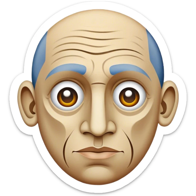 Cinematic Realistic Pablo Picasso Portrait Emoji, depicted as a visionary artist with abstract expressive features and a creative aura, rendered with rich textures and dynamic artistic lighting that captures his revolutionary spirit. sticker