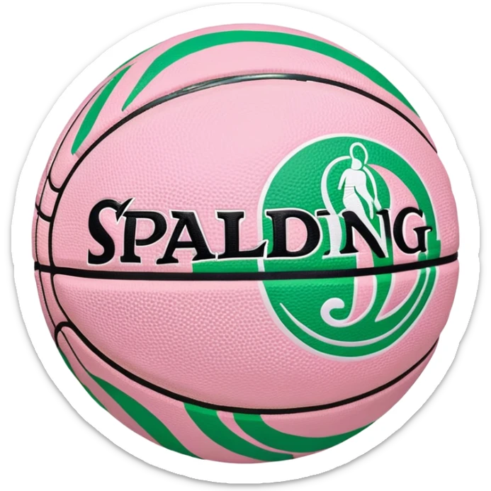 Spalding basketball with NBA logo, white color with pastel pink and green swirls pattern sticker