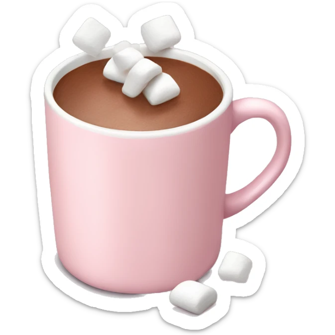 Light Pink mug of hot chocolate with marshmallows  sticker
