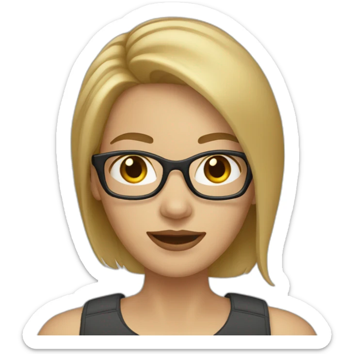 Blonde woman with straight light brown hair and glasses sticker
