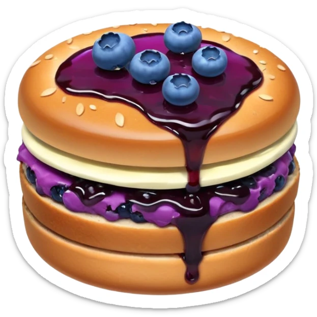 Make an emoji of a blueberry patty (small) that's broken off a bit so you can see the blueberry jam sticker